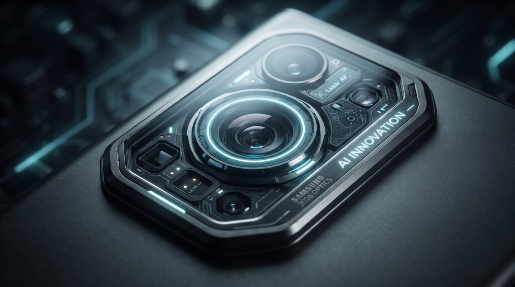 Samsung AI-powered smartphone displaying advanced artificial intelligence features in 2026.